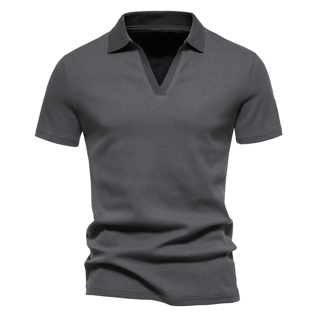Men's Vintage Short-Sleeved Polo Shirt - Casual Wear