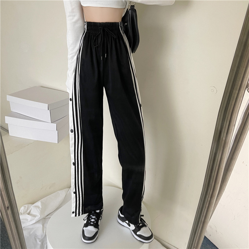 Fashion High Waist Wide Leg Pants for Women - Stripe Design