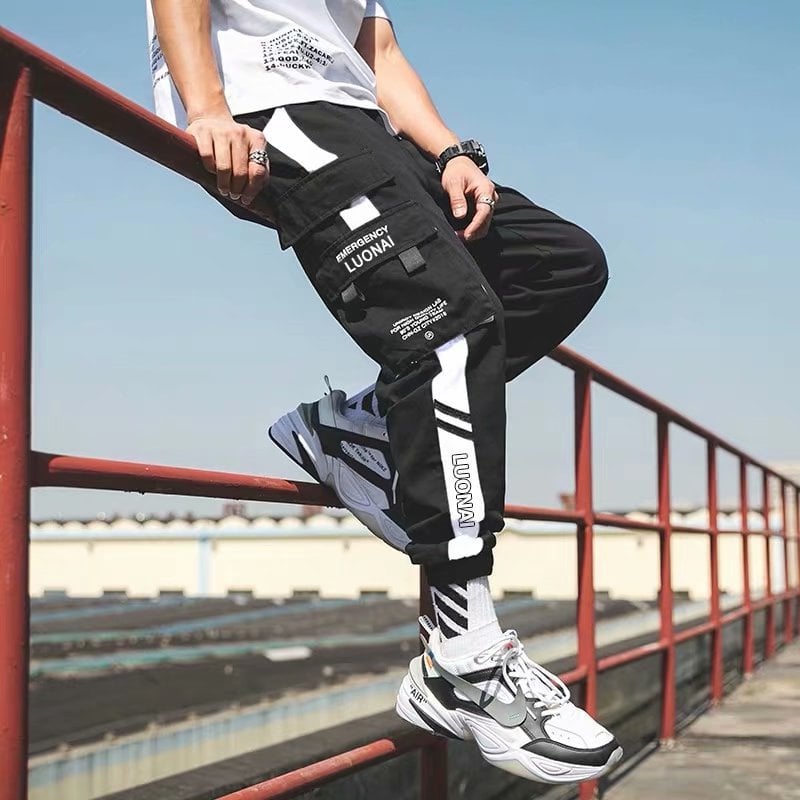Pantalon cargo ample tendance pour homme avec cordon de serrage