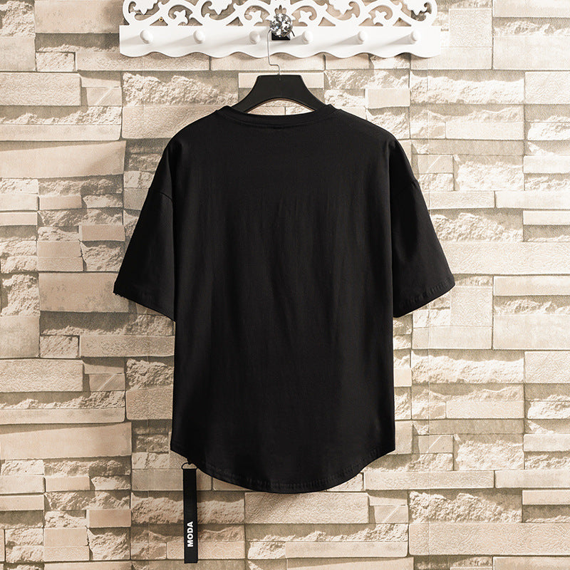 T-shirt d'été ample grande taille pour homme avec fermeture éclair