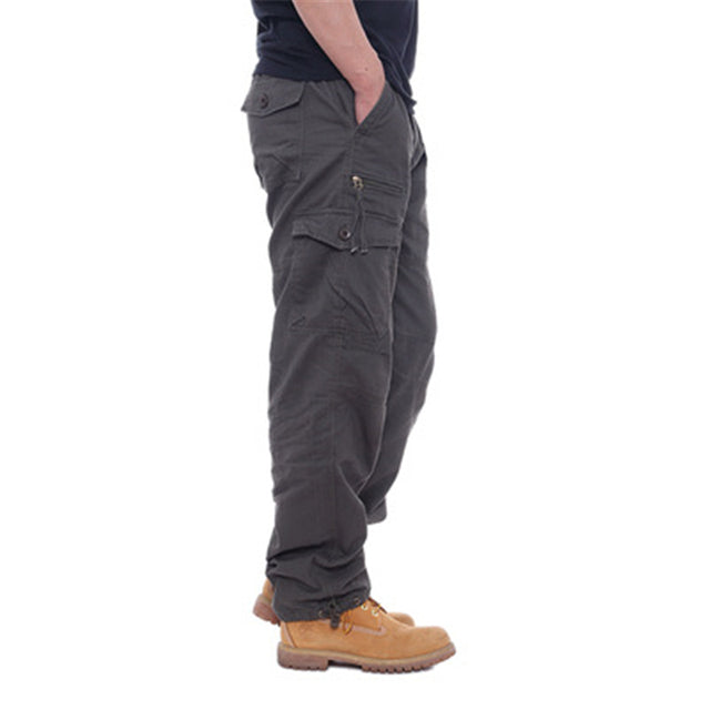 Pantalon cargo ample multi-poches pour homme - Coupe droite en coton