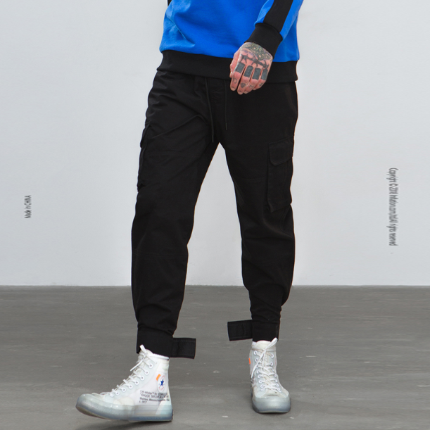 Pantalon cargo décontracté pour homme coupe sarouel à poches multiples style marée montante High Street