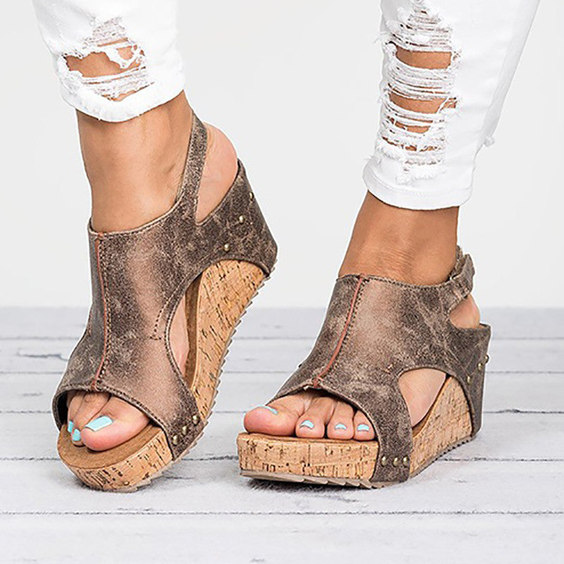 Fish Mouth Roman Sandals with Elevated Trifle Sole