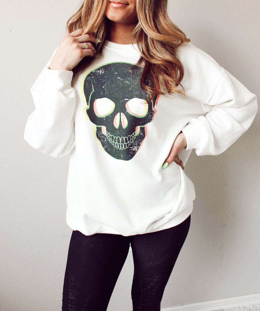 Sweat-shirt ample à manches longues avec motif lèvres