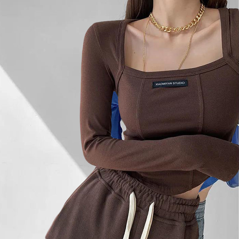 American Style Slim Long-sleeved Top for Young Girls