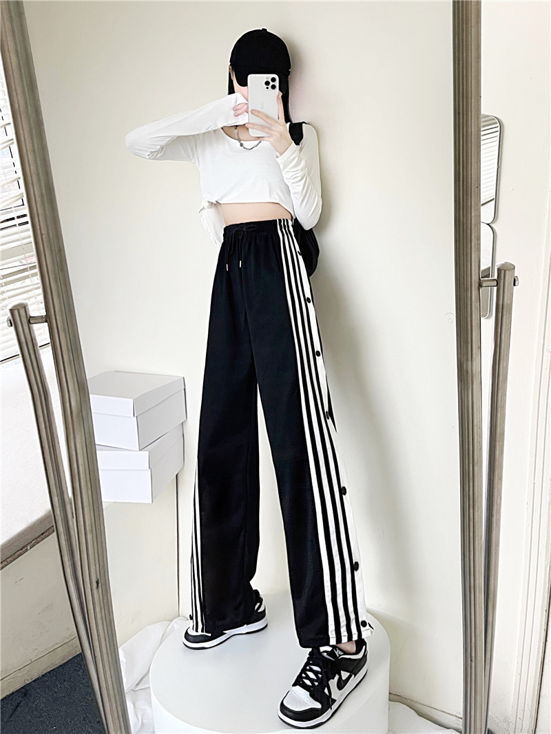 Fashion High Waist Wide Leg Pants for Women - Stripe Design