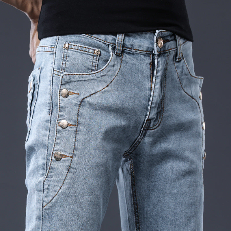Trendy Straight Trousers for Young Men with Pockets