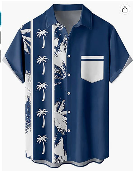 Chemise hawaïenne 3D imprimée pour homme avec cocotiers