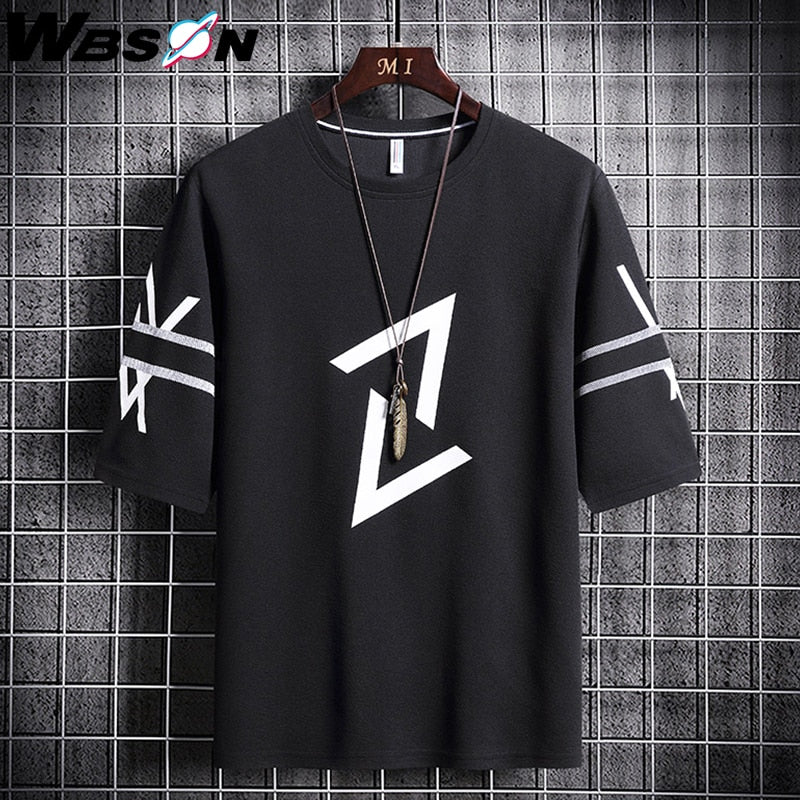 T-shirt ample décontracté à imprimé lettre pour homme (Été)