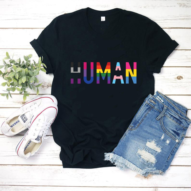T-shirt LGBT Drapeau arc-en-ciel tendance à manches courtes pour homme