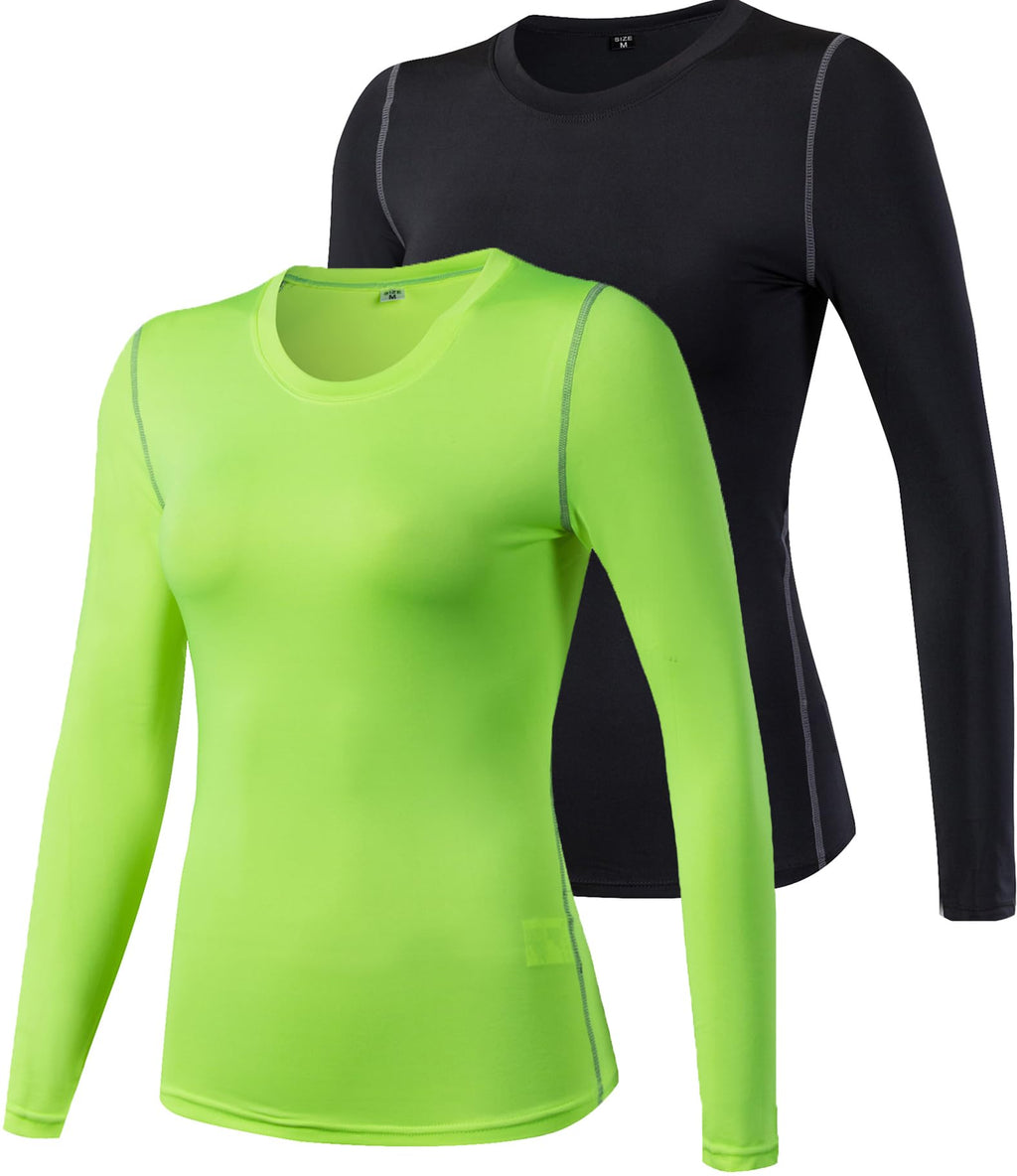 2/3 Pack Womens Long Sleeve Shirts UPF 50+ Sun Protection Compression Shirts Dry-Fit Athletic T-Shirts Gym Running Tops