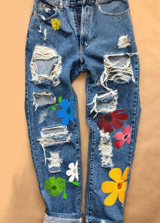 Summer Men's Trendy Youth Printed Jeans