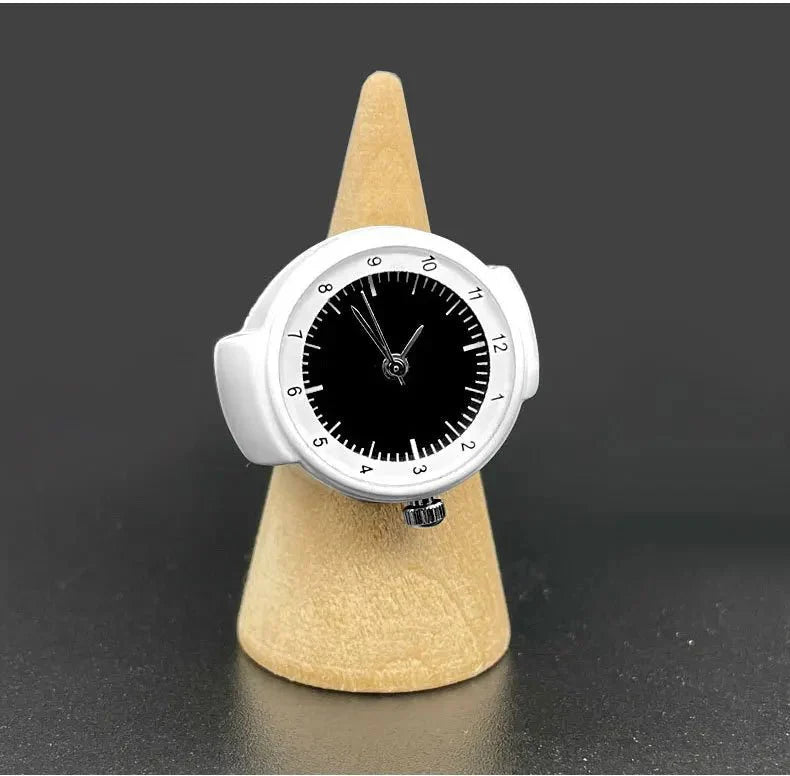 Vintage Punk Quartz Watch Ring | Mini Finger Clock Jewelry for Women and Men