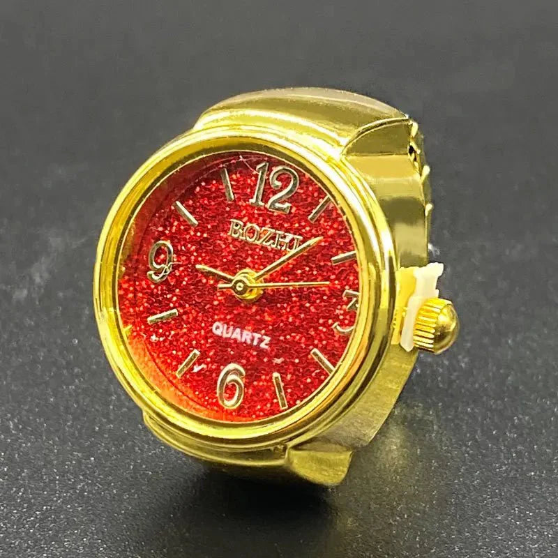 Bague montre à quartz style punk vintage | Mini-montre bijou pour femmes et hommes