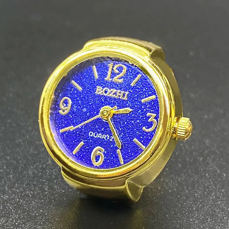 Bague montre à quartz style punk vintage | Mini-montre bijou pour femmes et hommes